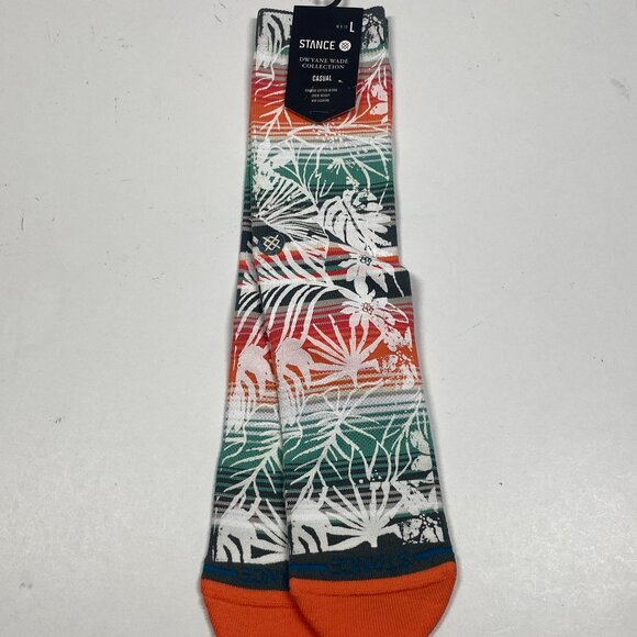 NWT Stance Dwayne Wade Collection - Floral Print - Crew Socks - Large - Picture 1 of 4
